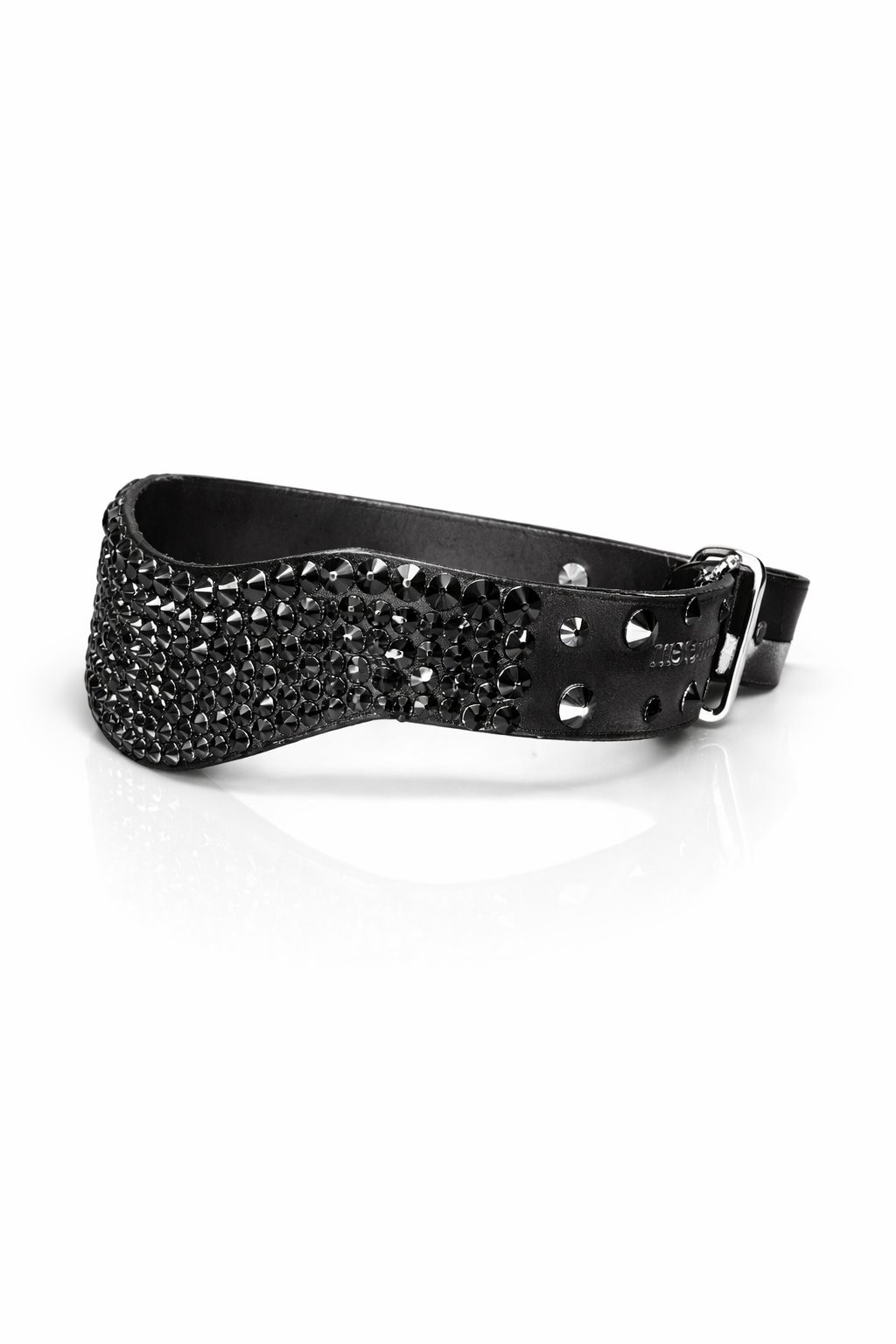 leather choker with rhinstones on a white background