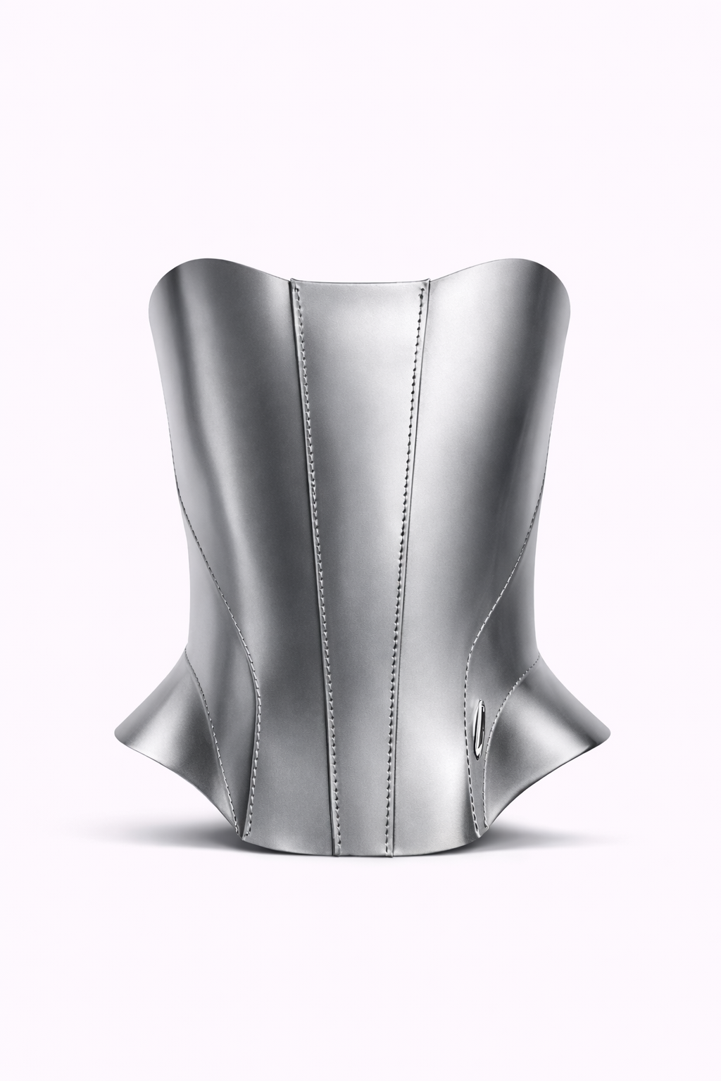 Silver corset on a white background