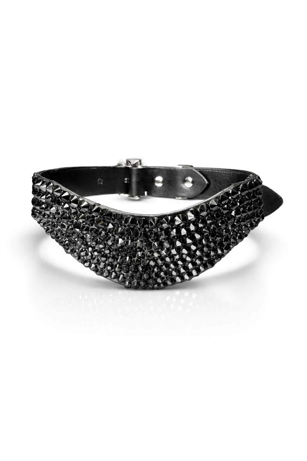 Leather choker with rhinestones