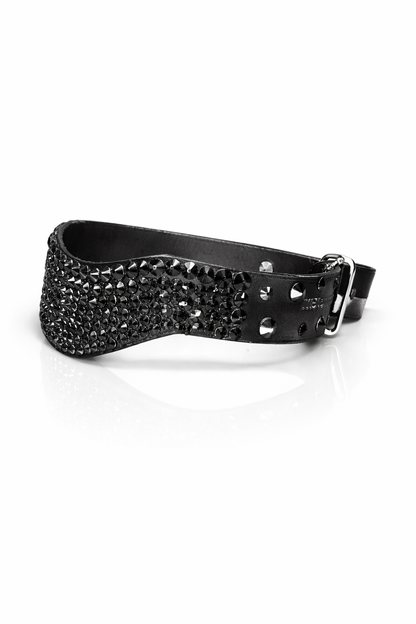 leather choker with rhinstones on a white background