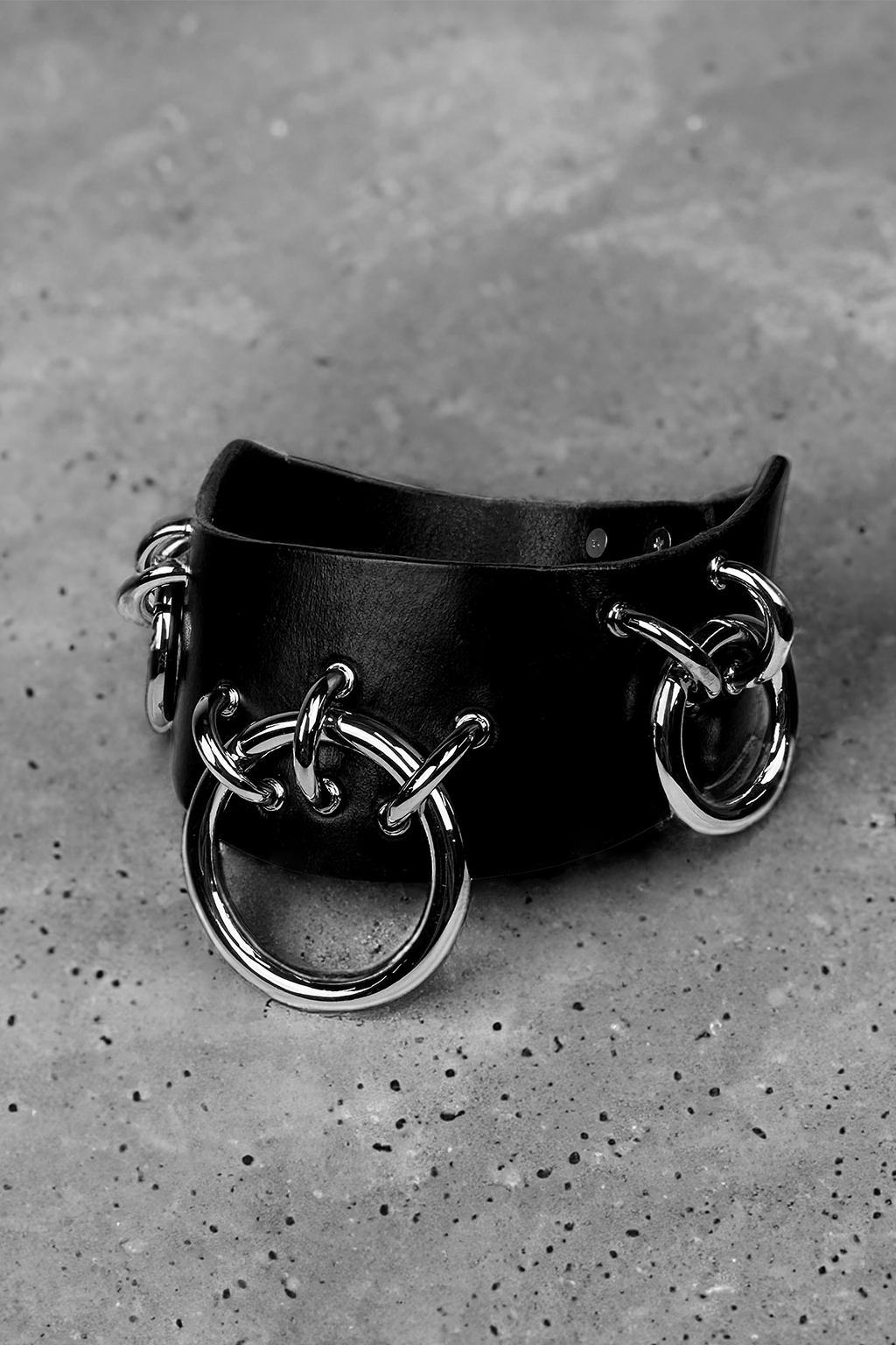 black leather collar with silver hardware 