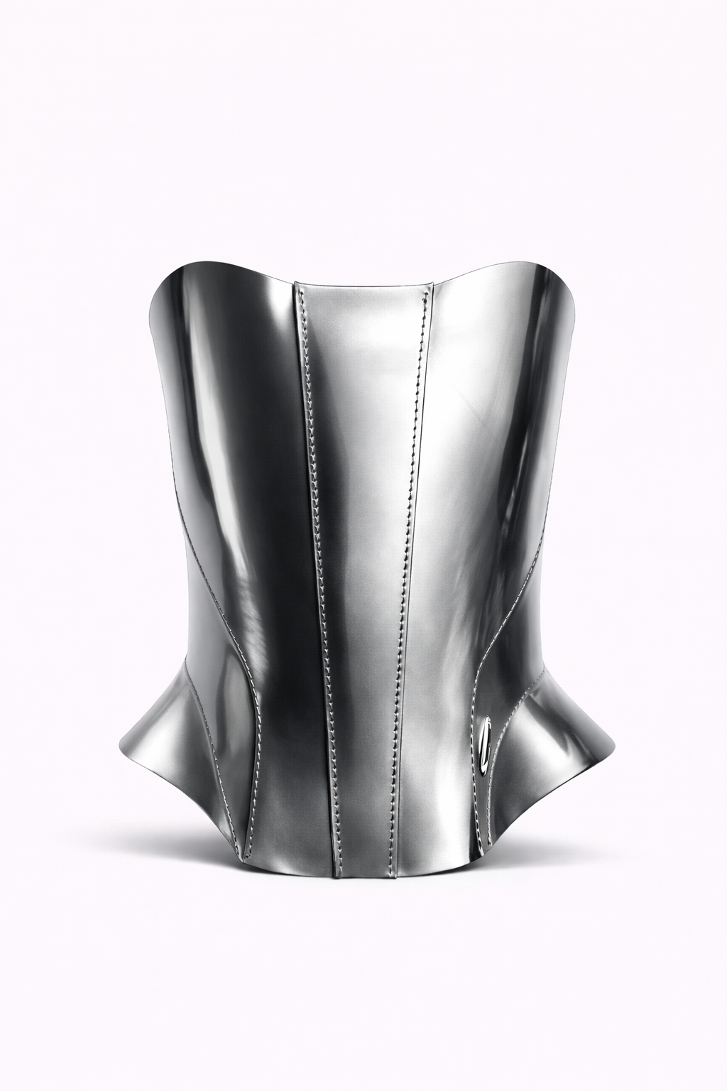 Silver metallic corset on a white background
